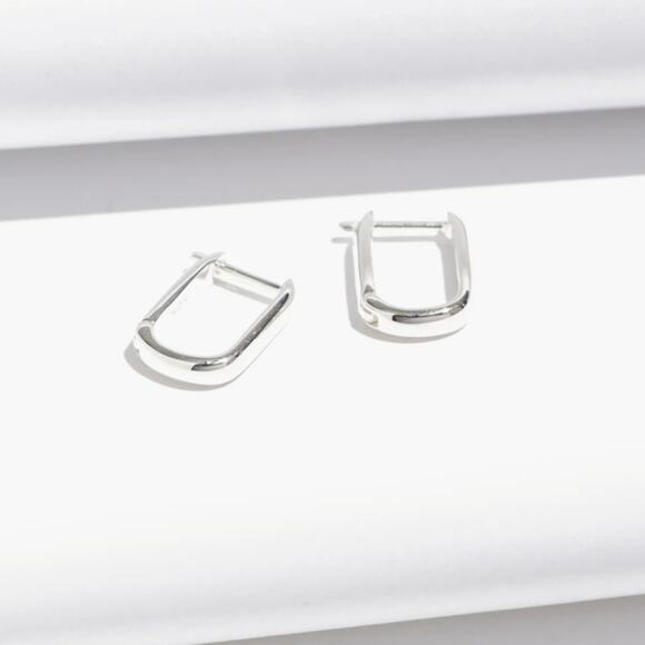 NEW Madewell Demi-Fine Carbiner Elegant Sterling Silver Hoop Earrings - Picture 1 of 9